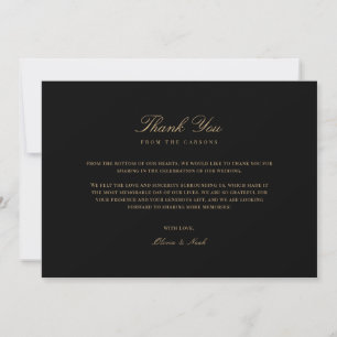 Script Gold & Black Carte de remerciements