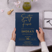 Script Gold & Blue 65e verjaardagsfeestje Kaart