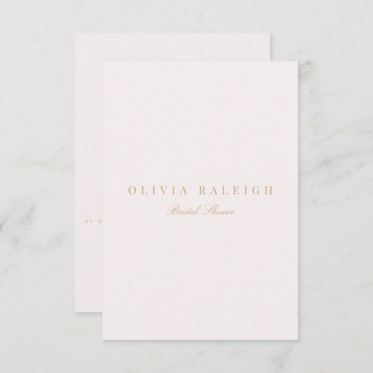 Script Gold & Blush Pink Bridal Shower Invitation (Devant / Derrière)