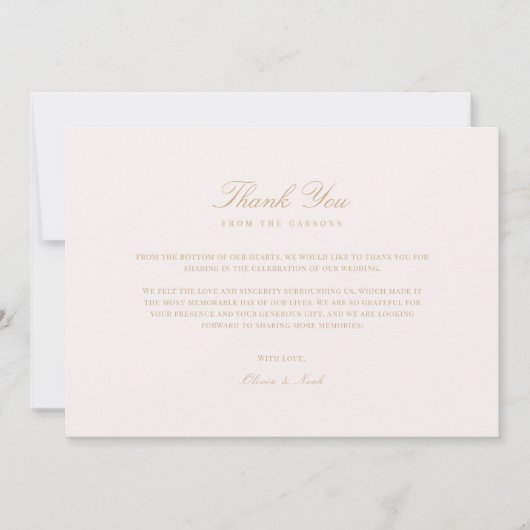 Script Gold & Blush Pink Carte de remerciements (Devant)