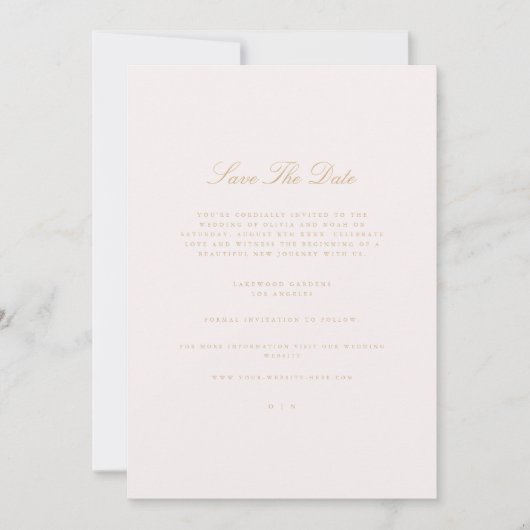 Script Gold & Blush Pink Enregistrer La Carte Date (Devant)