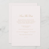 Script Gold & Blush Pink Save The Date Kaart (Voorkant / Achterkant)
