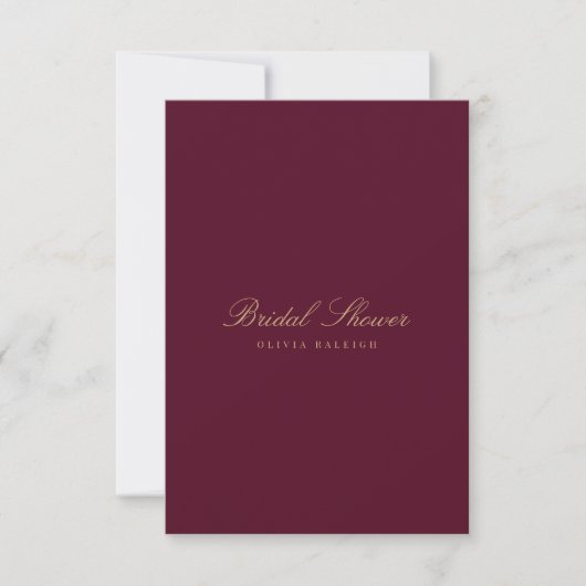 Script Gold & Burgundy Invitation de douche nuptia (Devant)