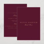 Script Gold & Burgundy Invitation de douche nuptia (Devant / Derrière)