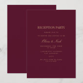 Script Gold & Burgundy Réception Carte d'invitatio (Devant / Derrière)