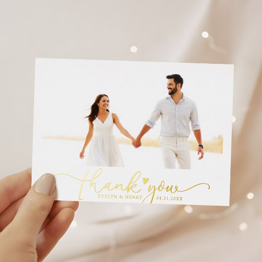 Script Gold Foil Moderne Mariage Merci Cartes