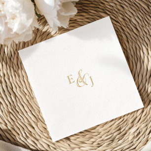  Script Gold Folie Metallic Monogram Huwelijk Servetten