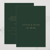 Script Gold & Forest Green Enregistrer la carte Da (Devant / Derrière)