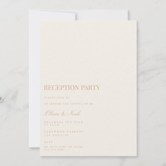 Script Gold & Ivory Réception Carte d'invitation (Devant)