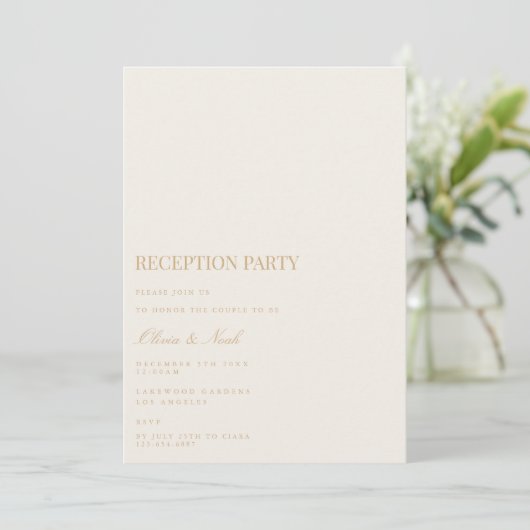 Script Gold & Ivory Réception Carte d'invitation (Debout devant)