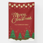 Script Gold Joyeux Noël Arbres Bannière de famille (Verticale)