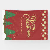 Script Gold Merry Christmas Trees Family Banner (Horizontaal)