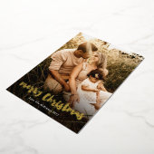Script Gold Merry-kerstfoto Foto Folie Feestdagenkaart (Gedraaid)