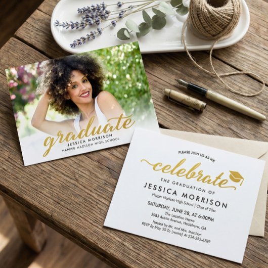 Script Gold moderne 2023 Faire-part de graduation