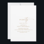 Script Gold moderne 90e anniversaire Invitation de<br><div class="desc">Cette invitation de fête de 90ème anniversaire en or moderne est parfaite pour une fête d'anniversaire minimaliste. Le design de couleur or jaune simple présente une typographie industrielle unique avec style boho moderne. Personnalisable dans n'importe quelle couleur. Gardez le design minimal et élégant, en l'état, ou personnalisez-le en ajoutant vos...</div>