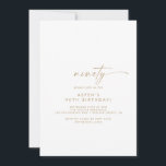 Script Gold moderne 90e anniversaire Invitation de<br><div class="desc">Cette invitation de fête de 90ème anniversaire en or moderne est parfaite pour une fête d'anniversaire minimaliste. Le design de couleur or jaune simple présente une typographie industrielle unique avec style boho moderne. Personnalisable dans n'importe quelle couleur. Gardez le design minimal et élégant, en l'état, ou personnalisez-le en ajoutant vos...</div>