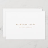 Script Gold & White Bachelor Party Invitation Kaar Kaart (Voorkant / Achterkant)