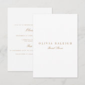 Script Gold & White Bridal Shower Invitation (Devant / Derrière)