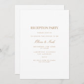 Script Gold & White Reception Invitation Kaart (Voorkant / Achterkant)