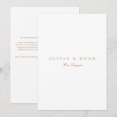 Script Gold & White Verloving Announcement Kaart (Voorkant / Achterkant)