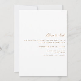 Script Gold & White Wedding Invitation Kaart