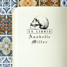  Script Gothic Skull Elegant Ex Libris Boek