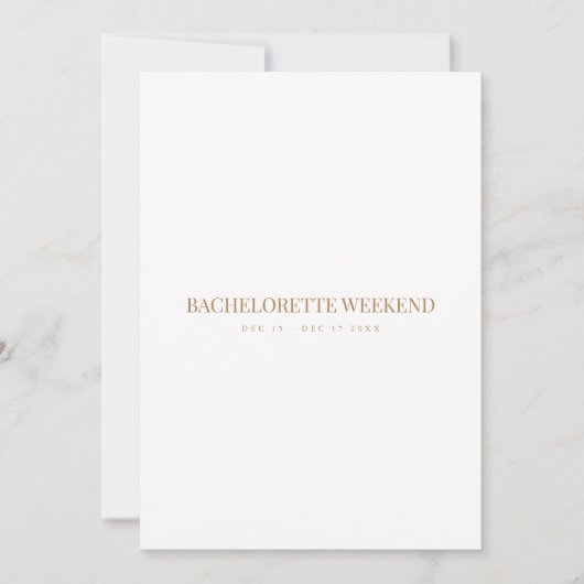 Script Goud & Witte Bachelorette Weekend Kaart (Voorkant)