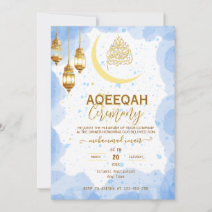 Script gouden halve maan Baby Boy Aqiqah uitnodigi Kaart