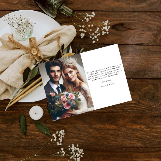 Script Gracias Spaanse bruiloft foto dank u Kaart