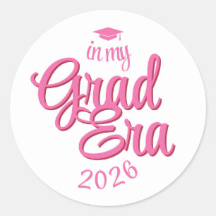 Script Grad Era Aangepast Jaar Afstuderen Ronde Sticker