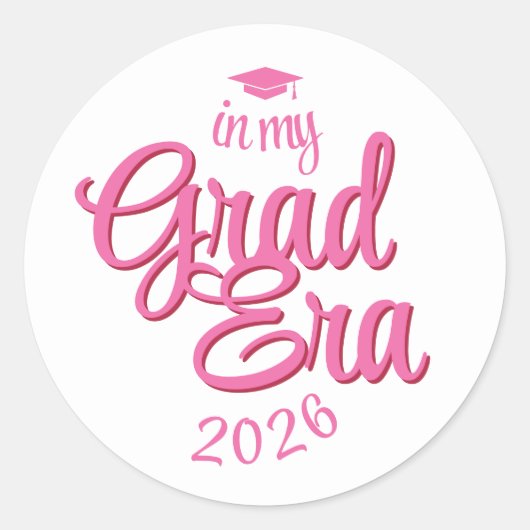 Script Grad Era Custom Year Graduation Ronde Sticker (Voorkant)