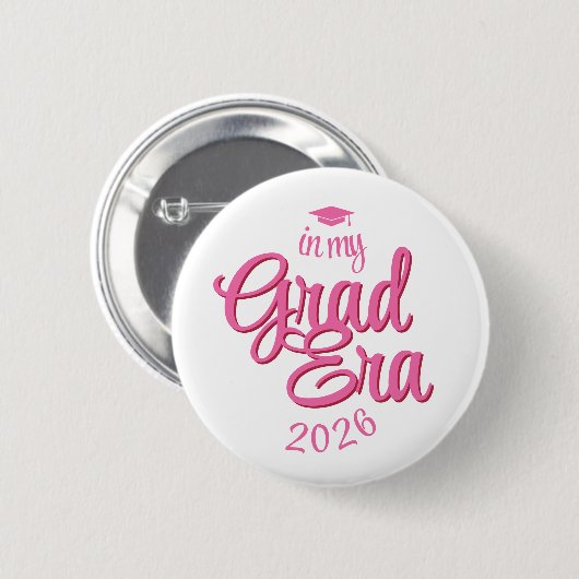 Script Grad Tijdperk Aangepast Jaar Afstuderen Ronde Button 5,7 Cm (Voorkant /achterkant)
