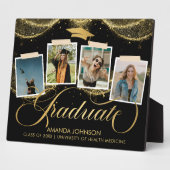 Script Graduate Photo Black Gold Plaque de graduat (Côté)