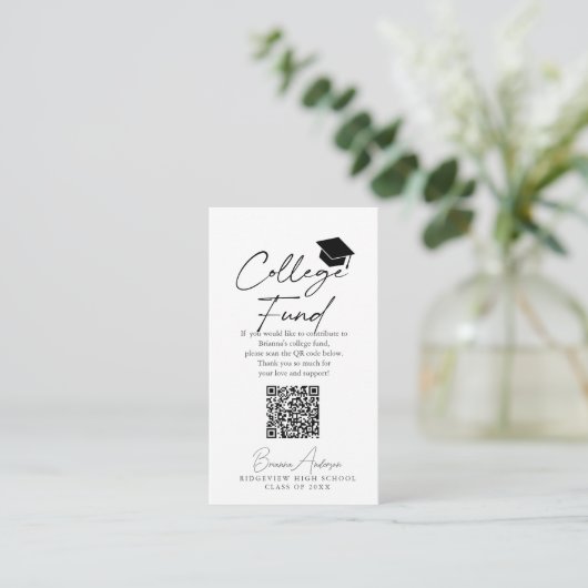 Script Graduation Cap College Fund Informatiekaartje (Staand voorkant)