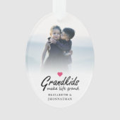 Script Grandkids make life grand Modern 2 Photo Ornament (voorkant)