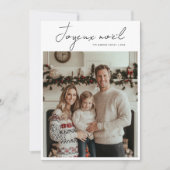 Script Green Joyeux Noël Franse kerstfoto Feestdagenkaart (Voorkant)