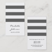 Script Grey White Stripes Pattern Visitekaartje (Voorkant / Achterkant)