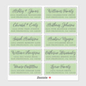 Script Groene Huwelijksgast Adreslabels Sticker (Vel)