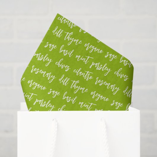 Script Groene Kruidennamen Tissuepapier (Cadeauzakje)