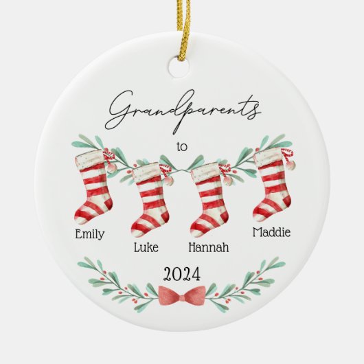 Script Grootouders naar Kerstmis Kousen Keramisch Ornament (Voorkant)