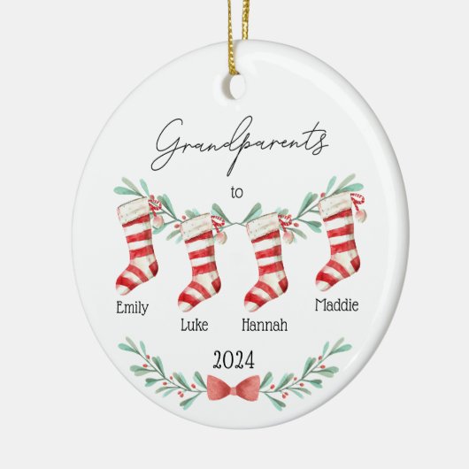 Script Grootouders naar Kerstmis Kousen Keramisch Ornament (Links)