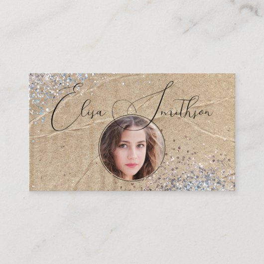 Script Grunge Glam Social Media QR Code Foto Toevo Visitekaartje (Voorkant)