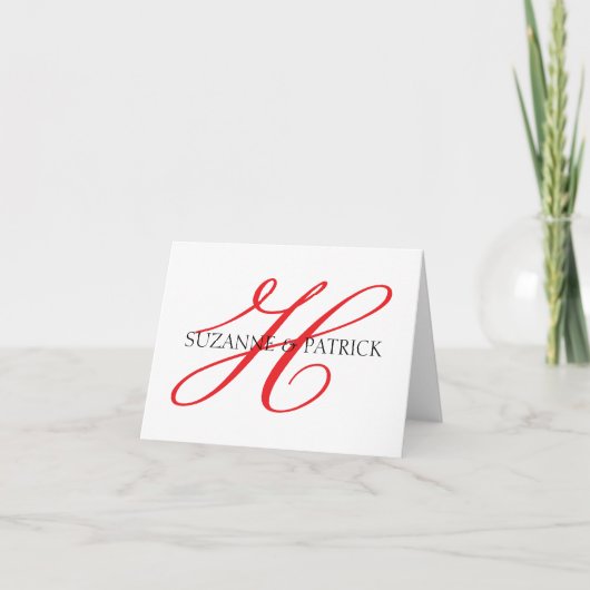 Script H Carte pour notes Monogramme (rouge / noir (Devant)