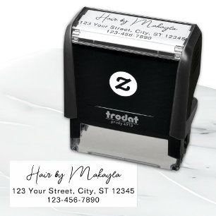 Script Haarstudio Naam Retouradres Telefoon Zelfinktende Stempel