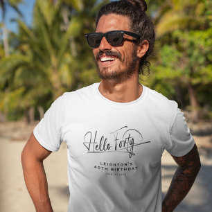 Script Hallo Veertig Minimalistisch 40e Verjaardag T-shirt