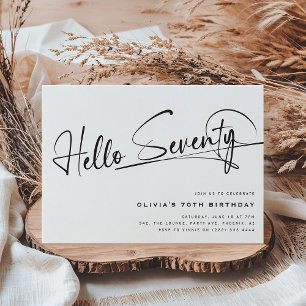 Script Hallo Zeventig Minimalistisch 70e Verjaarda Kaart