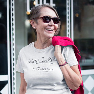 Script Hallo Zeventig Minimalistische 70e Verjaard T-shirt