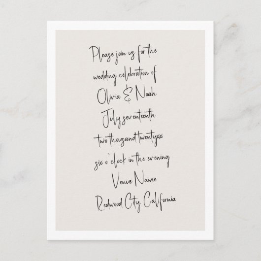 Script Handgeschreven Minimalistisch Bruiloft Brie Briefkaart (Voorkant)