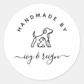 Script Handmade by Custom logo Ronde Sticker (Voorkant)