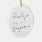 Script Handschrift zwart wit bruiloft foto Keramisch Ornament (Rechts)